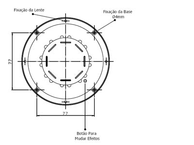 Diagrama da base e pontos de fixação do giroled
